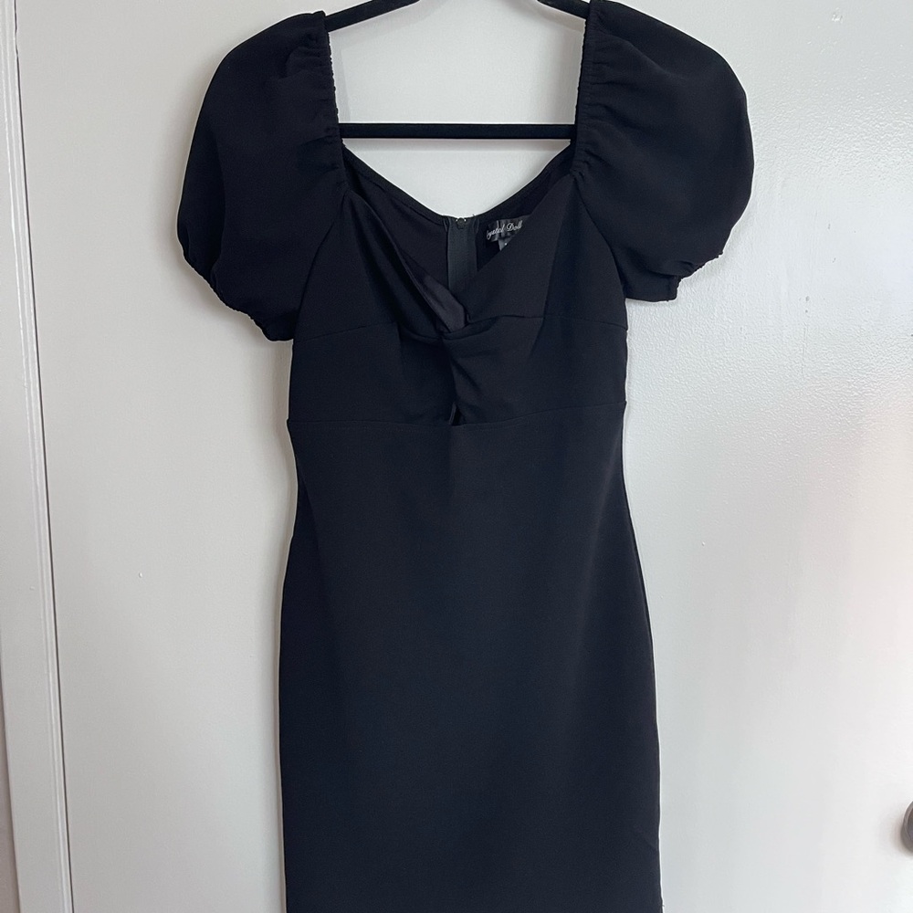 Elegant Black Puff Sleeve Dress